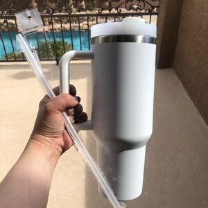 White Insulated Tumbler with Handle *new